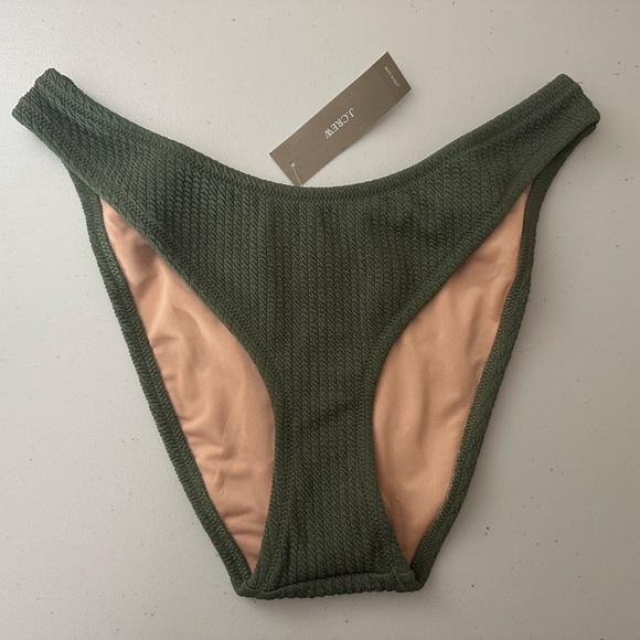 J.Crew Textured Curved-Waist Cheeky Bikini Swim Bottoms Size Small Olive Green - Picture 1 of 5
